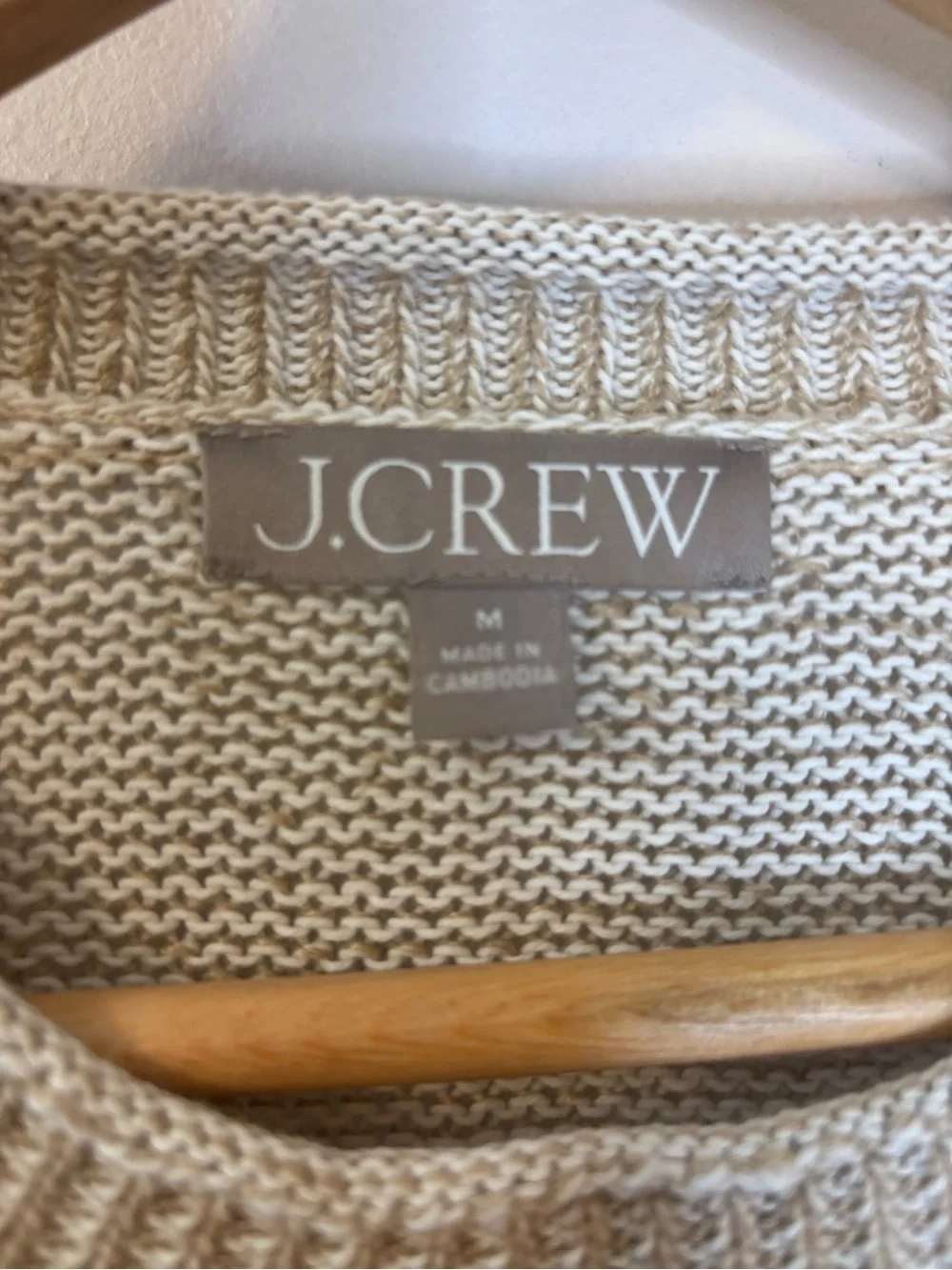 J. Crew Cotton Linen Crewneck Sweater in Heather Beige Taupe